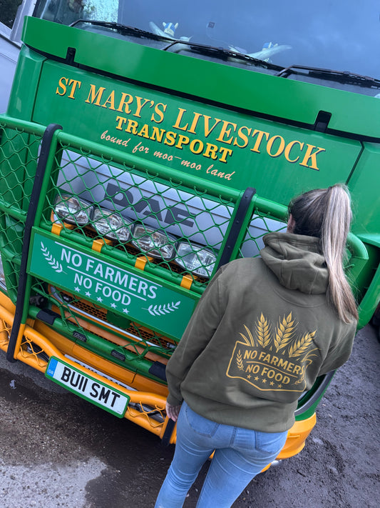 No Farmers No food hoody in khaki ￼